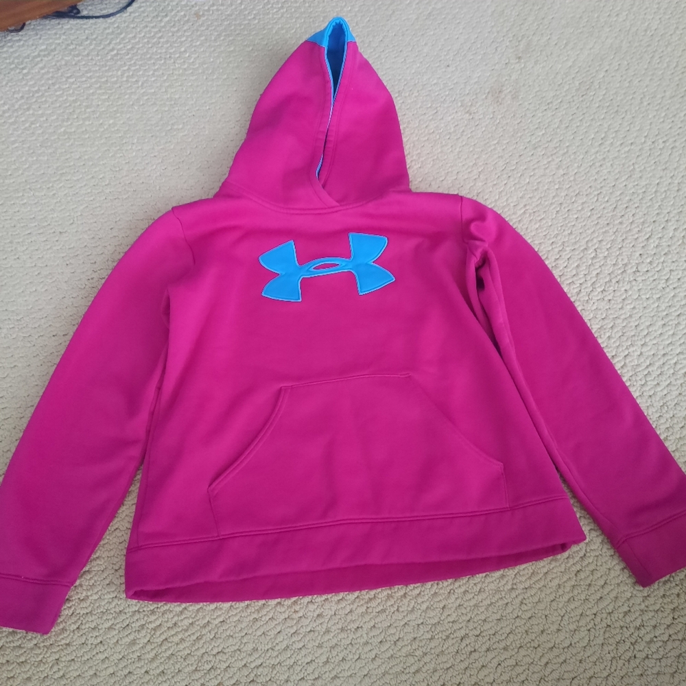 Under Armour preowned girls pink & blue pullover size YXL